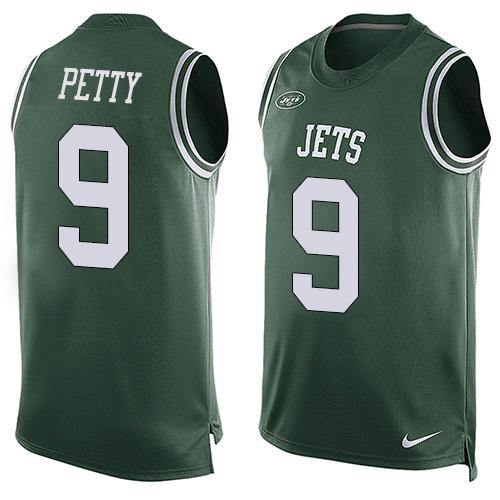  Jets #9 Bryce Petty Green Team Color Men's Stitched NFL Limited Tank Top Jersey